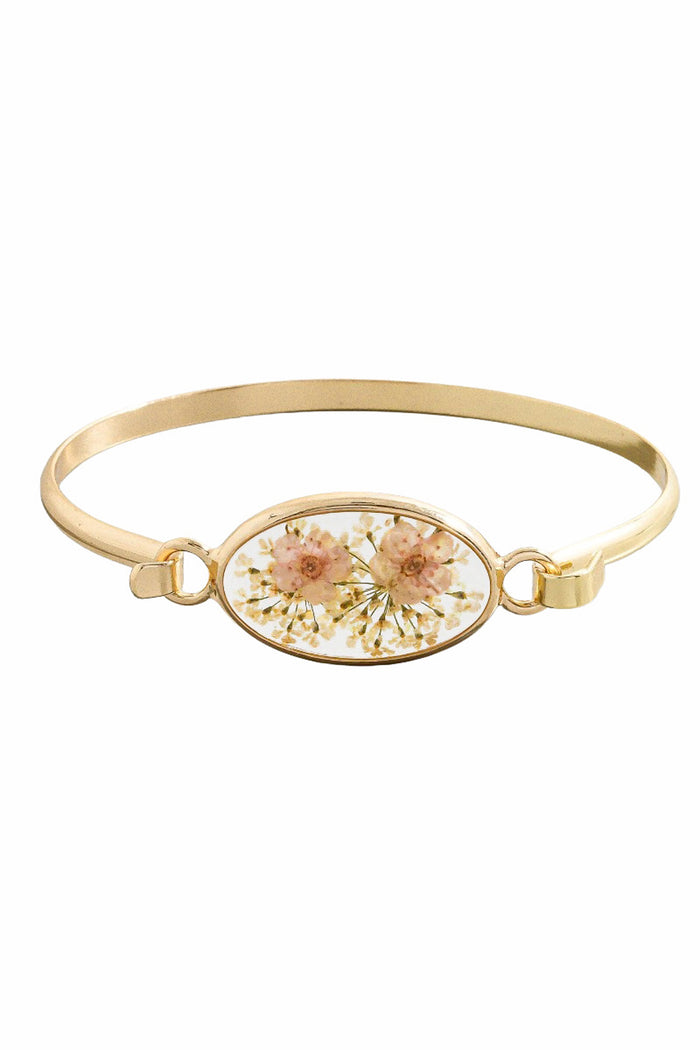 Carlsbad Gold Pressed Flower Bangle Bracelet - ShopPromesa