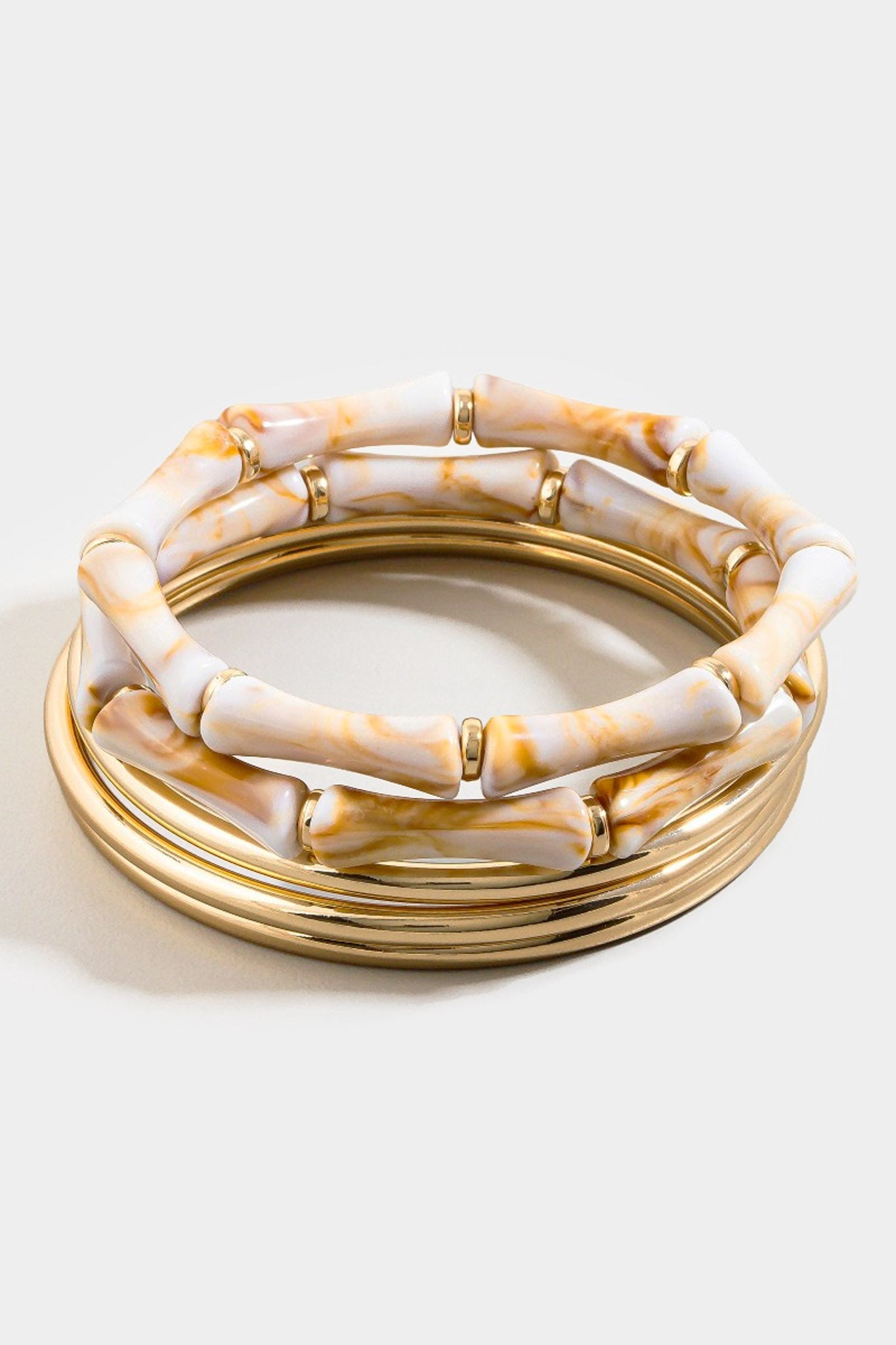 Indio Gold Bangle and Marble Bead Bracelet Set - ShopPromesa