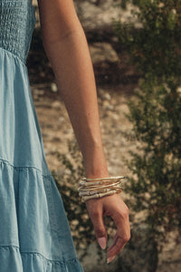 Indio Gold Bangle and Marble Bead Bracelet Set - ShopPromesa
