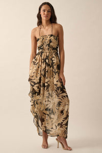 Exotic Beauty Floral Chiffon Halter Maxi Dress - ShopPromesa