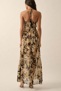 Exotic Beauty Floral Chiffon Halter Maxi Dress - ShopPromesa