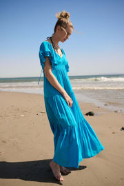 Catch the Wind Ruffle-Sleeve Tiered Maxi Dress