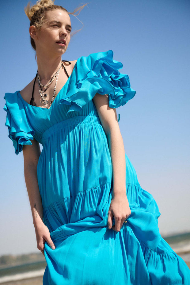 Catch the Wind Ruffle-Sleeve Tiered Maxi Dress - ShopPromesa