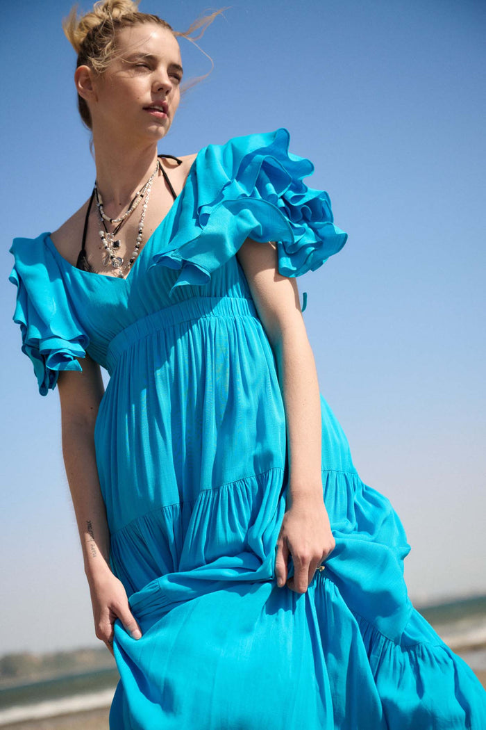 Catch the Wind Ruffle-Sleeve Tiered Maxi Dress - ShopPromesa