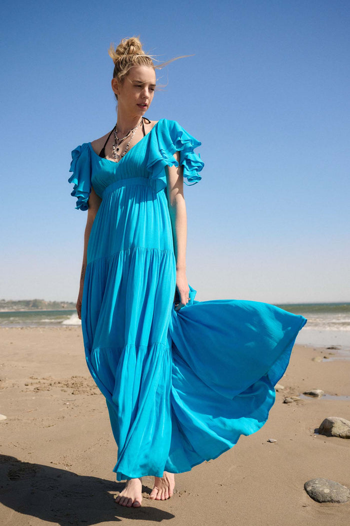 Catch the Wind Ruffle-Sleeve Tiered Maxi Dress - ShopPromesa