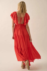 Catch the Wind Ruffle-Sleeve Tiered Maxi Dress - ShopPromesa