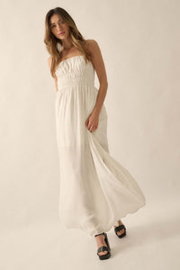 Enjoy the Moment Gathered Open-Back Maxi Dress - ShopPromesa