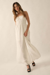 Enjoy the Moment Gathered Open-Back Maxi Dress - ShopPromesa