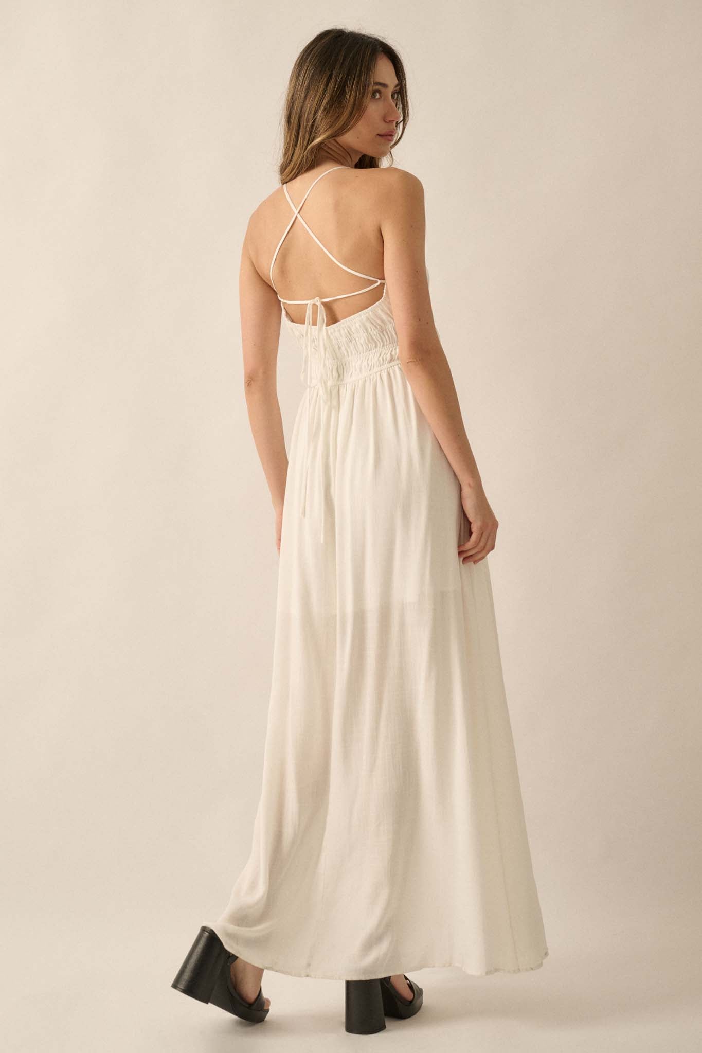 Enjoy the Moment Gathered Open-Back Maxi Dress - ShopPromesa