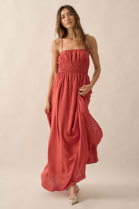 Enjoy the Moment Gathered Open-Back Maxi Dress - ShopPromesa