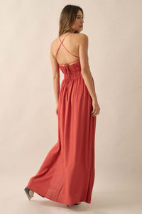 Enjoy the Moment Gathered Open-Back Maxi Dress - ShopPromesa