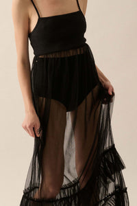 Tulle Kit Sheer Ruffled Tulle Maxi Dress - ShopPromesa