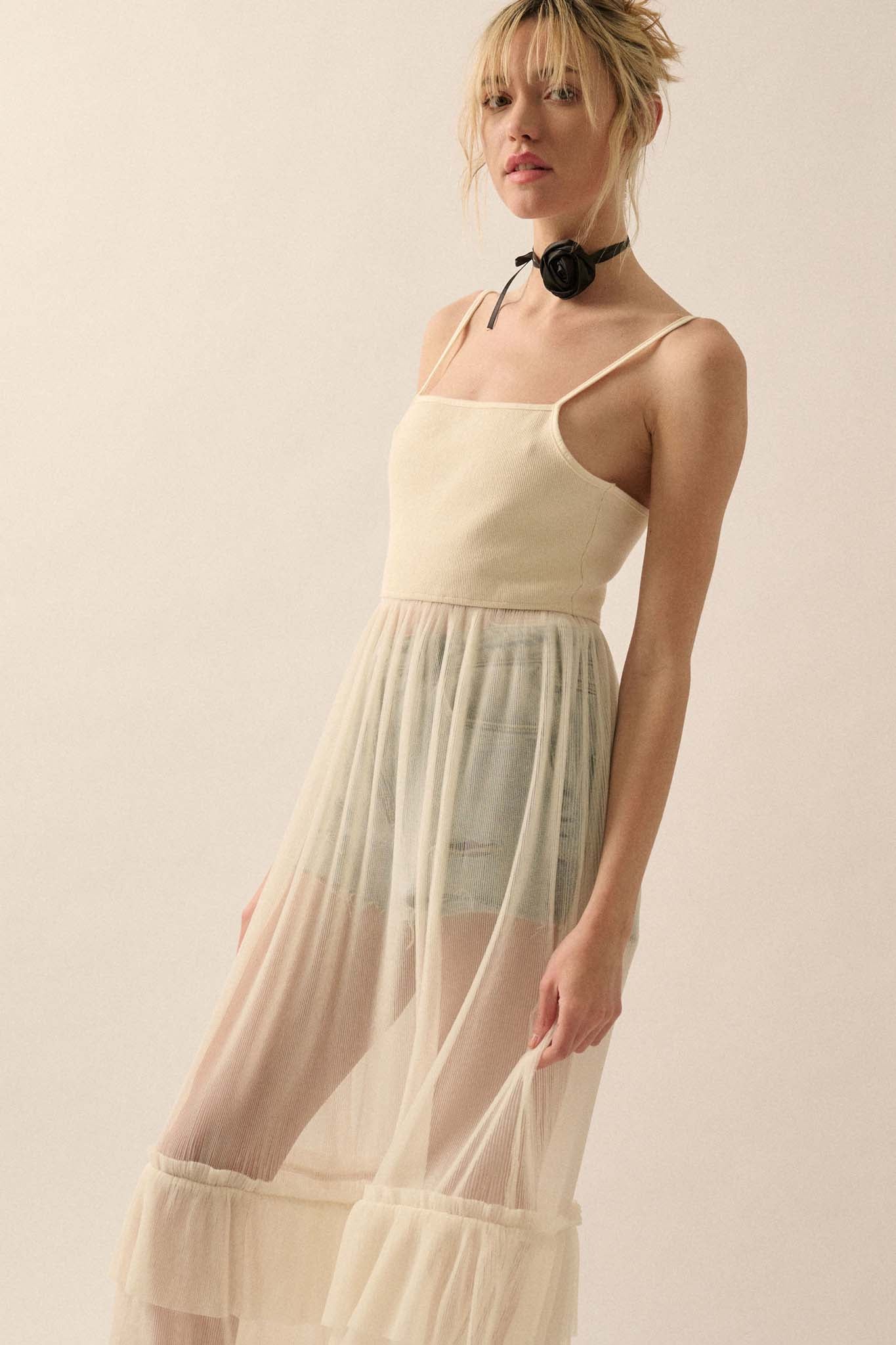 Tulle Kit Sheer Ruffled Tulle Maxi Dress - ShopPromesa