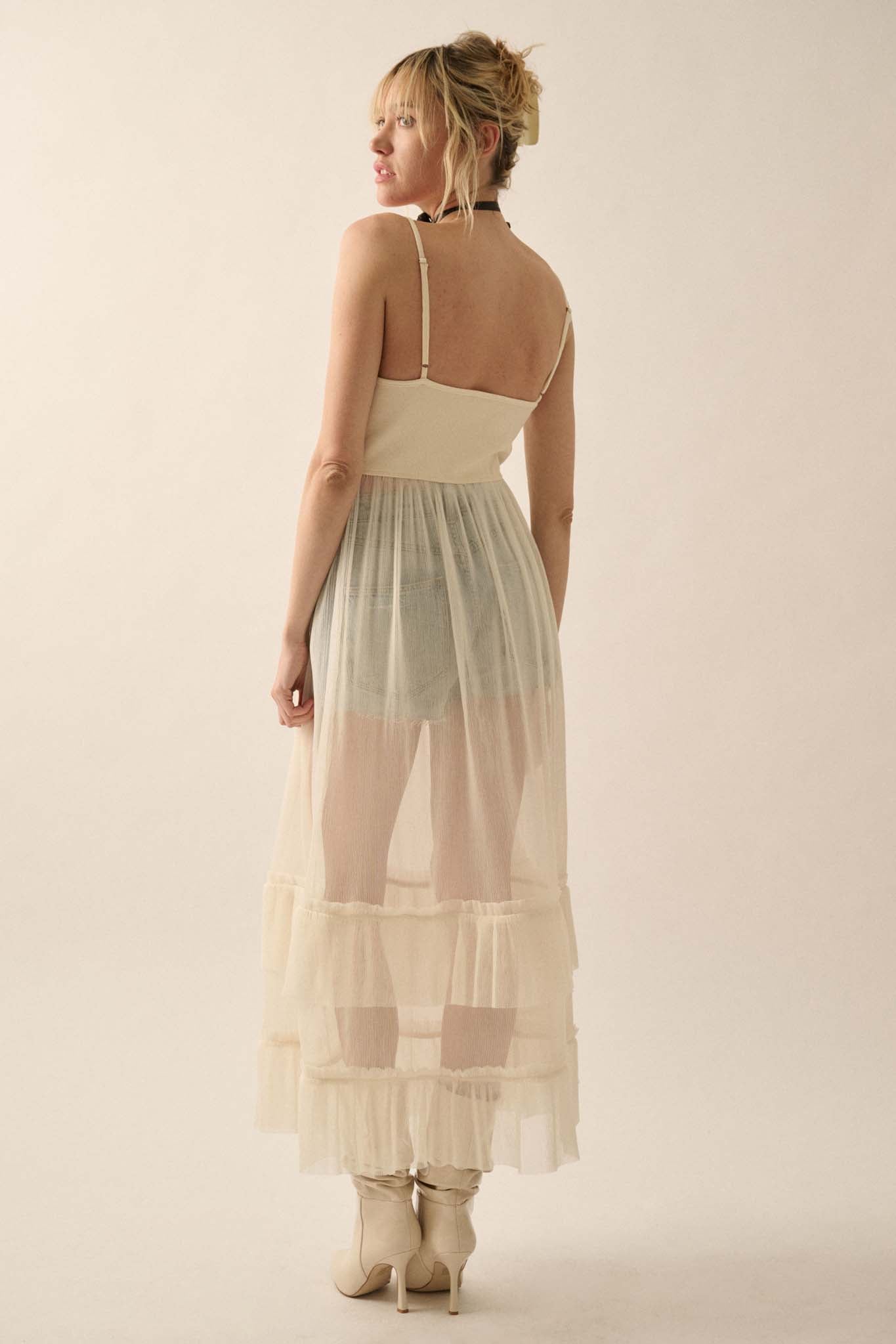 Tulle Kit Sheer Ruffled Tulle Maxi Dress - ShopPromesa