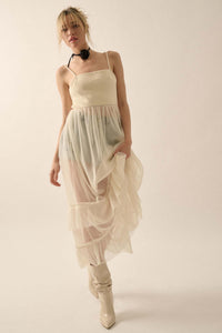 Tulle Kit Sheer Ruffled Tulle Maxi Dress - ShopPromesa