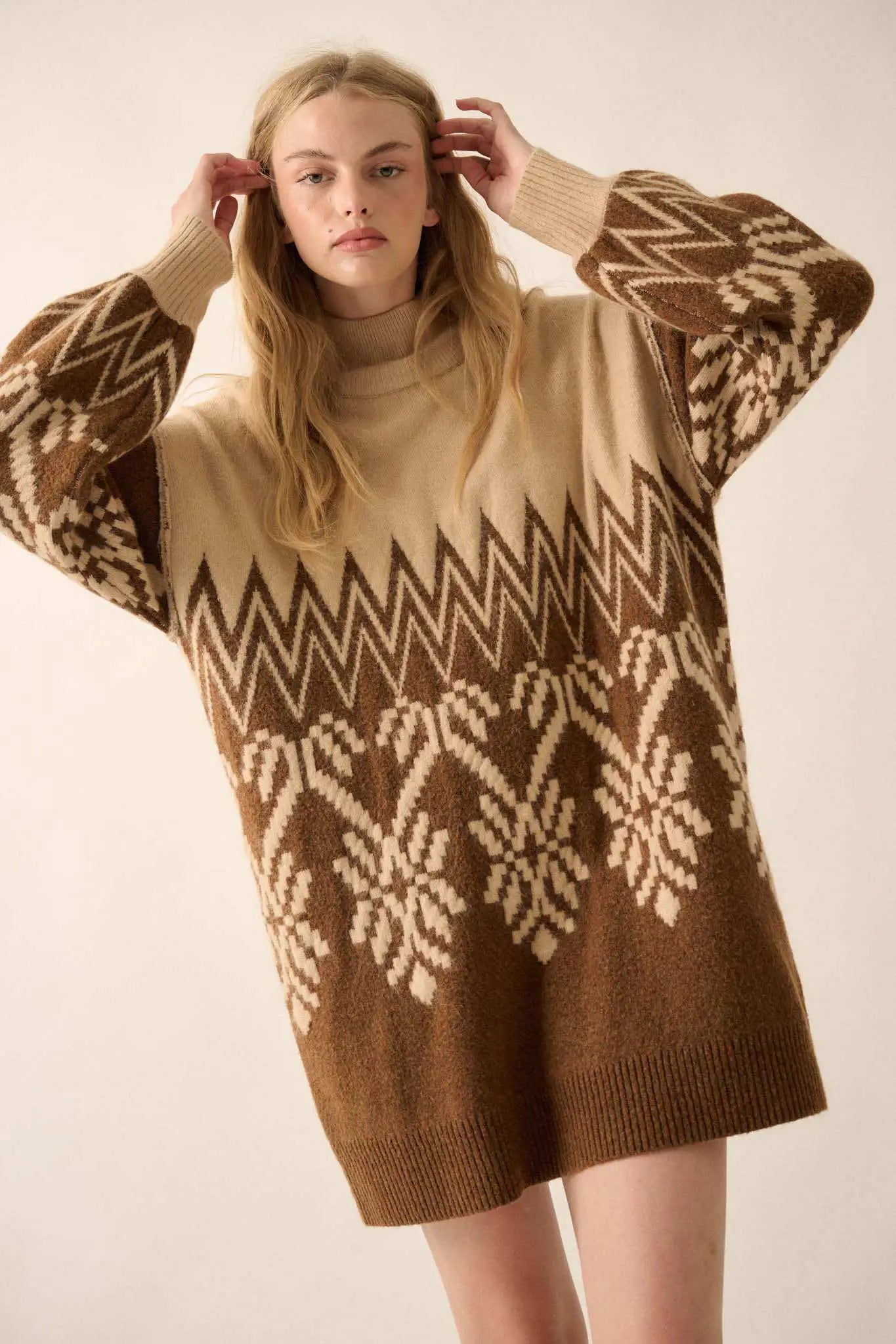Peak Perfection Alpine Knit Mini Sweater Dress, Espresso / S Peak Perfection Alpine Knit Mini Sweater Dress, Espresso / S