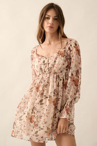 Soft Petals Floral Chiffon Babydoll Mini Dress - ShopPromesa