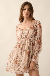 Soft Petals Floral Chiffon Babydoll Mini Dress - ShopPromesa