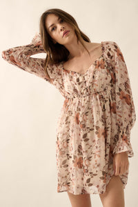 Soft Petals Floral Chiffon Babydoll Mini Dress - ShopPromesa