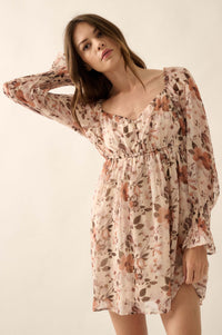 Soft Petals Floral Chiffon Babydoll Mini Dress - ShopPromesa