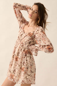 Soft Petals Floral Chiffon Babydoll Mini Dress - ShopPromesa