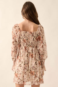 Soft Petals Floral Chiffon Babydoll Mini Dress - ShopPromesa