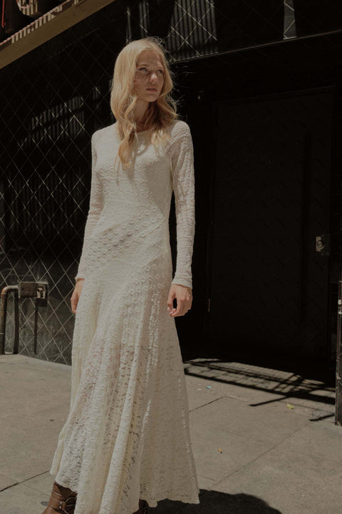 Pure Beauty Floral Lace Paneled Maxi Dress