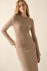 Subtle Ways Ribbed Knit Midi Sweater Dress - ShopPromesa