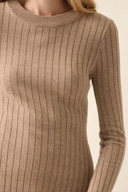 Subtle Ways Ribbed Knit Midi Sweater Dress - ShopPromesa