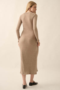 Subtle Ways Ribbed Knit Midi Sweater Dress - ShopPromesa