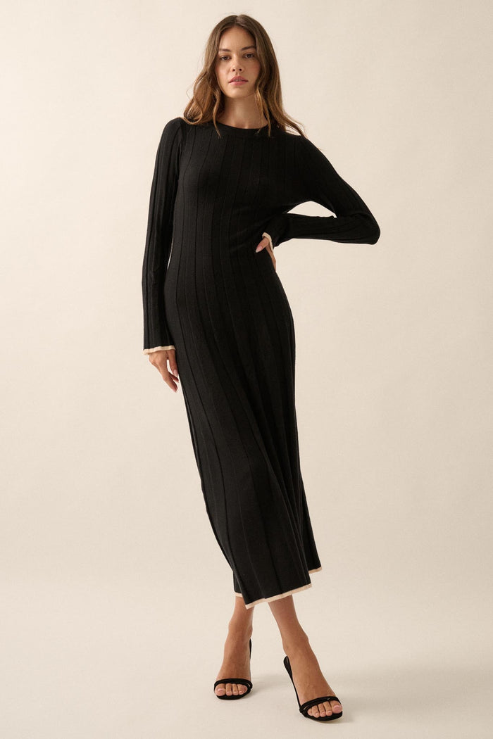 Refined Style Ribbed Knit Midi Sweater Dress - ShopPromesa