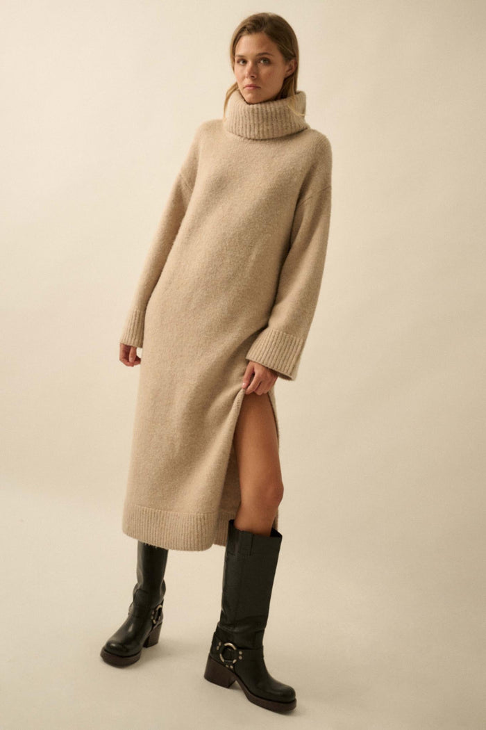 Quiet Hour Turtleneck Midi Sweater Dress - ShopPromesa