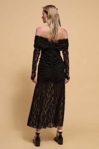 Starlit Romance Studded Lace Off-Shoulder Dress - ShopPromesa