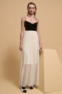 Hollywood Ending Velvet-Bodice Shimmer Maxi Dress - ShopPromesa