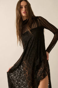 Dream of You Sheer Ruffled Floral Lace Midi Dress - ShopPromesa