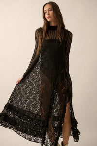 Dream of You Sheer Ruffled Floral Lace Midi Dress - ShopPromesa