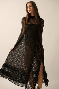 Dream of You Sheer Ruffled Floral Lace Midi Dress - ShopPromesa