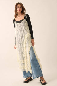 Dream of You Sheer Ruffled Floral Lace Midi Dress - ShopPromesa