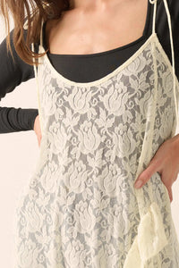 Dream of You Sheer Ruffled Floral Lace Midi Dress - ShopPromesa