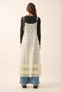 Dream of You Sheer Ruffled Floral Lace Midi Dress - ShopPromesa