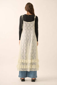 Dream of You Sheer Ruffled Floral Lace Midi Dress - ShopPromesa