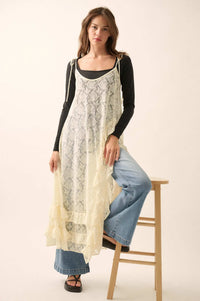 Dream of You Sheer Ruffled Floral Lace Midi Dress - ShopPromesa