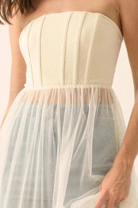 Secret Love Sheer Tiered Tulle Corset Maxi Dress - ShopPromesa