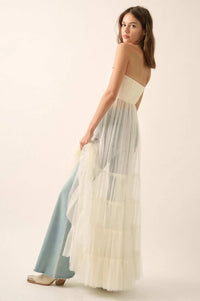 Secret Love Sheer Tiered Tulle Corset Maxi Dress - ShopPromesa