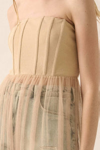 Secret Love Sheer Tiered Tulle Corset Maxi Dress - ShopPromesa