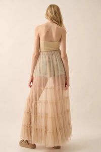 Secret Love Sheer Tiered Tulle Corset Maxi Dress - ShopPromesa