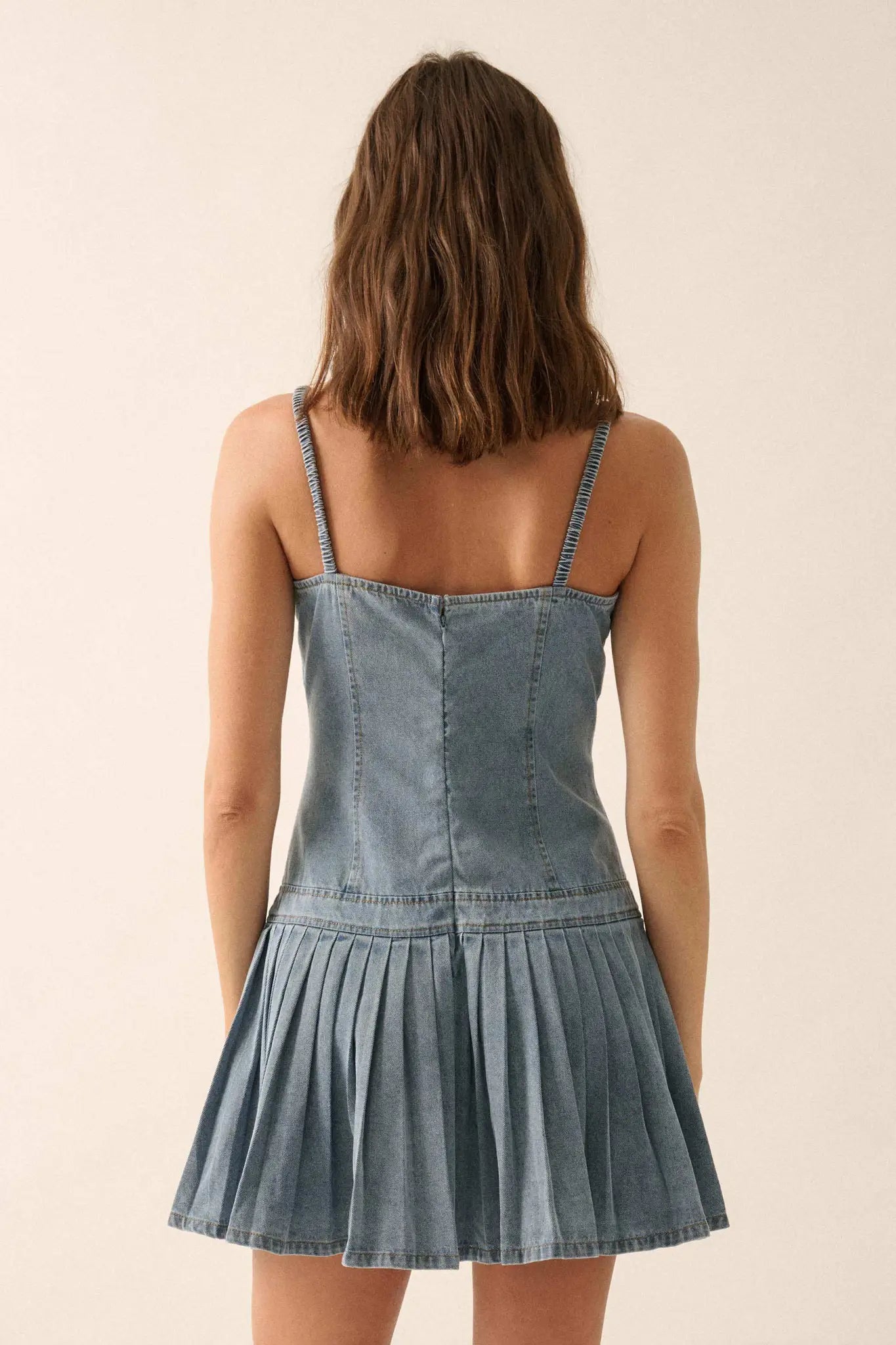 Blue Me Away Denim Drop-Waist Cami Mini Dress - ShopPromesa