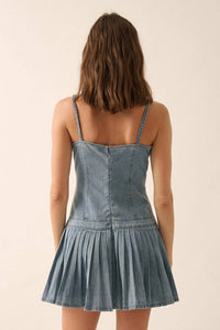 Blue Me Away Denim Drop-Waist Cami Mini Dress - ShopPromesa