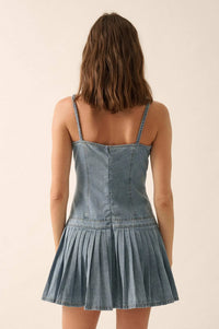 Blue Me Away Denim Drop-Waist Cami Mini Dress - ShopPromesa