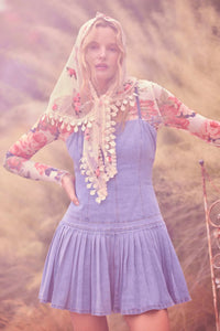 Blue Me Away Denim Drop-Waist Cami Mini Dress - ShopPromesa